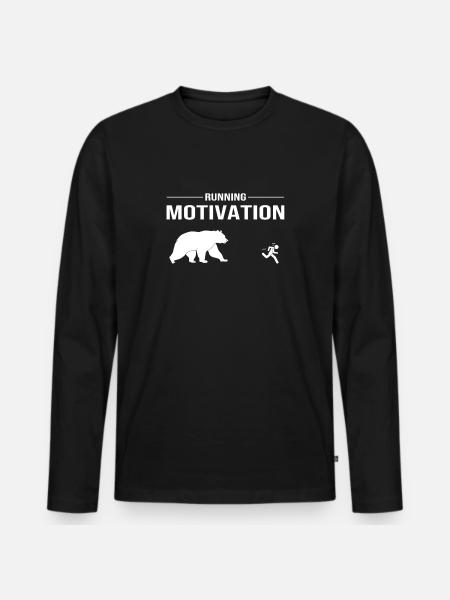 Laufmotivation - Running Bear - Männer Premium Bio Langarmshirt - Schwarz