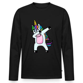 Dabbing Unicorn Dab dabbendes Einhorn - Männer Premium Bio Langarmshirt - Schwarz - Vorne - Nico (187cm)