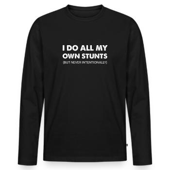 Clumsy Stunt Man design - Men's Premium Organic Long Sleeve Shirt - black - Front - Nico (187cm)