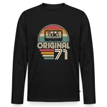 Jahrgang 1971 geboren Original 1971 Geburtstag - Männer Premium Bio Langarmshirt - Schwarz - Vorne - Nico (187cm)