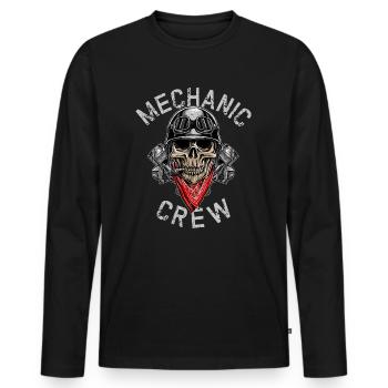 MECHANIC CREW - Biker Skull - T-shirt manches longues Premium bio Homme - noir - Devant - Nico (187cm)
