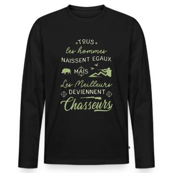 Meilleur Chasseur Humour Chasse Sanglier - T-shirt manches longues Premium bio Homme - noir - Devant - Nico (187cm)