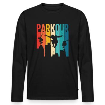 Parkour - T-shirt manches longues Premium bio Homme - noir - Devant - Nico (187cm)