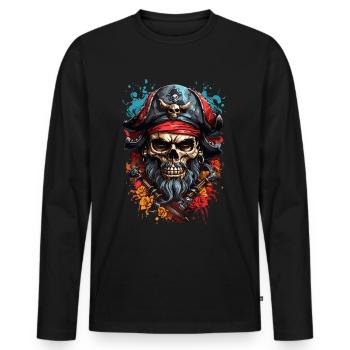 Buccaneer Skull: Spooky Adventures - Men's Premium Organic Long Sleeve Shirt - black - Front - Nico (187cm)