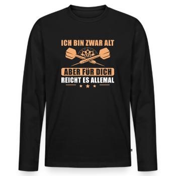 Dartspieler Ich bin zwar alt Dart Geschenk - Männer Premium Bio Langarmshirt - Schwarz - Vorne - Nico (187cm)