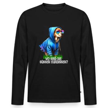 Où sont les chiens mignons et cool qui disent - T-shirt manches longues Premium bio Homme - noir - Devant - Nico (187cm)