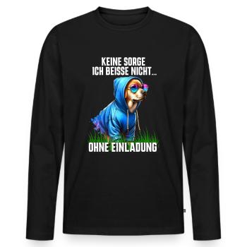 Chien cool que je ne mords pas sans invitation - T-shirt manches longues Premium bio Homme - noir - Devant - Nico (187cm)