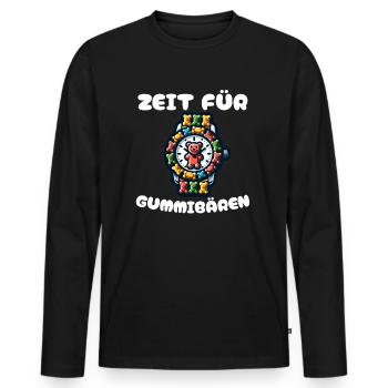 C’est l’heure des oursons en gélatine - T-shirt manches longues Premium bio Homme - noir - Devant - Nico (187cm)