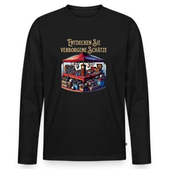 Marché aux puces Découvrez des trésors Marché aux puces en disant - T-shirt manches longues Premium bio Homme - noir - Devant - Nico (187cm)