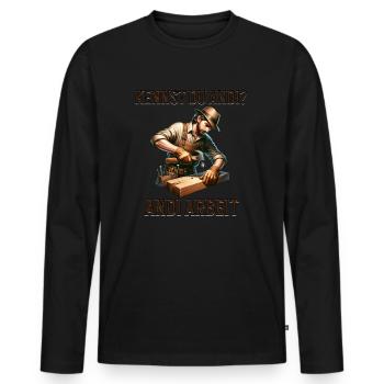 Do you know Andi To work - Men's Premium Organic Long Sleeve Shirt - black - Front - Nico (187cm)
