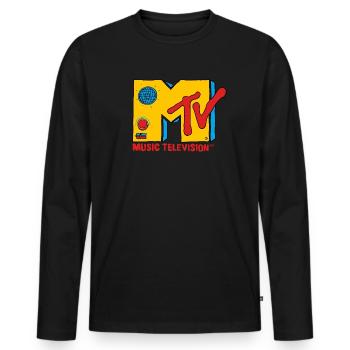 MTV Music Television Radio Logo - Men's Premium Organic Long Sleeve Shirt - black - Front - Nico (187cm)