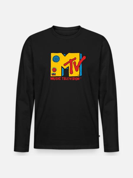 MTV Music Television Radio-Logo - Männer Premium Bio Langarmshirt - Schwarz