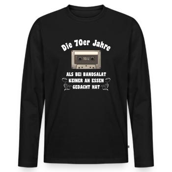 Années 70 - Enfance dans les années 70 - Cassette - T-shirt manches longues Premium bio Homme - noir - Devant - Nico (187cm)