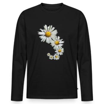 Marguerite, marguerite, fleurs, pétales, floral - T-shirt manches longues Premium bio Homme - noir - Devant - Nico (187cm)