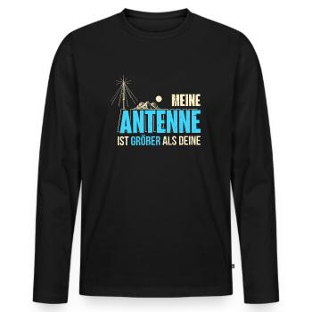 Amateurfunker Hobbyfunker Geschenk - meine antenne - Männer Premium Bio Langarmshirt - Schwarz - Vorne - Nico (187cm)