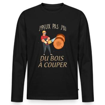 j'peux pas j'ai du bois à couper - T-shirt manches longues Premium bio Homme - noir - Devant - Nico (187cm)