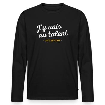Humour sarcasme homme sarcastique parfait talent - T-shirt manches longues Premium bio Homme - noir - Devant - Nico (187cm)