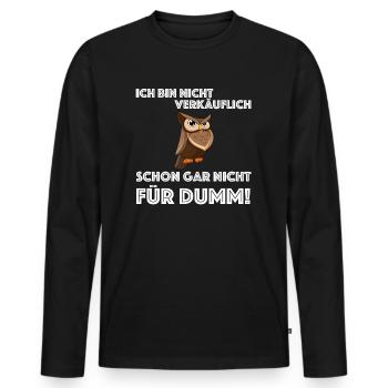 Ich bin nicht verkäuflich, lustige Sprüche - Männer Premium Bio Langarmshirt - Schwarz - Vorne - Nico (187cm)