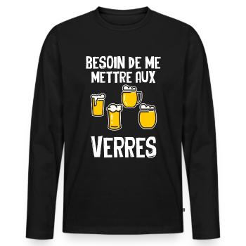 Besoin De Me Mettre Aux Verres - T-shirt manches longues Premium bio Homme - noir - Devant - Nico (187cm)