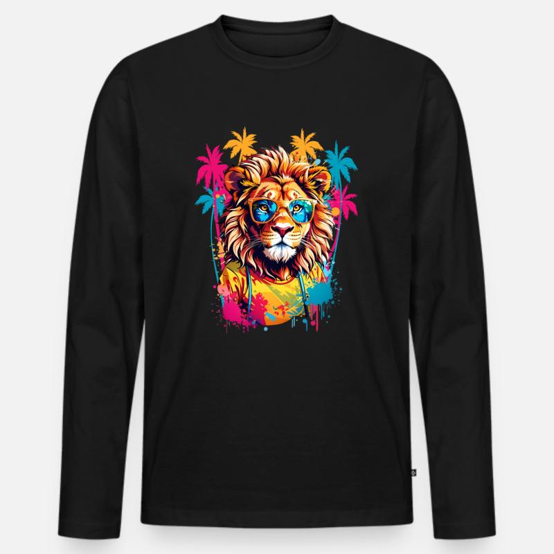 Coole Löwe - Männer Premium Bio Langarmshirt - Schwarz