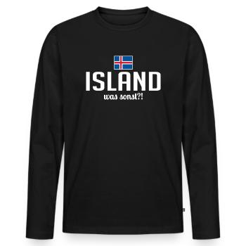 Iceland what else saying Scandinavia holidays - Men's Premium Organic Long Sleeve Shirt - black - Front - Nico (187cm)