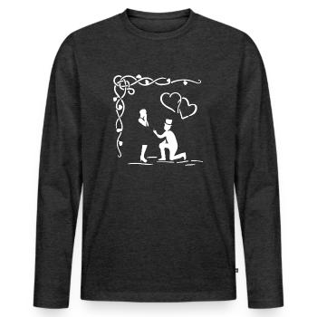 Wedding, marriage proposal, engagement, love - Men's Premium Organic Long Sleeve Shirt - heather anthracite - Front - Nico (187cm)