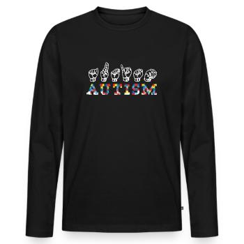 Autismus-Gebärdensprache-Shirt - Männer Premium Bio Langarmshirt - Schwarz - Vorne - Nico (187cm)