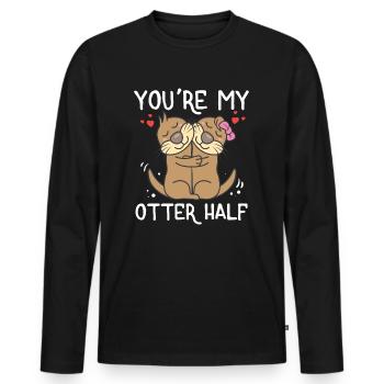 You're My Otter Half Valentine's Day Animal Lover - Men's Premium Organic Long Sleeve Shirt - black - Front - Nico (187cm)