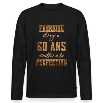 Il y a 60 ans cadeau d'anniversaire 60 ans humour - T-shirt manches longues Premium bio Homme - noir - Devant - Nico (187cm)