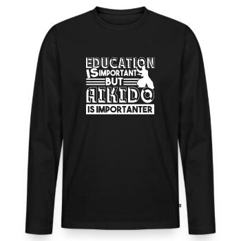 Aikido Aikido Is Importanter - Men's Premium Organic Long Sleeve Shirt - black - Front - Nico (187cm)