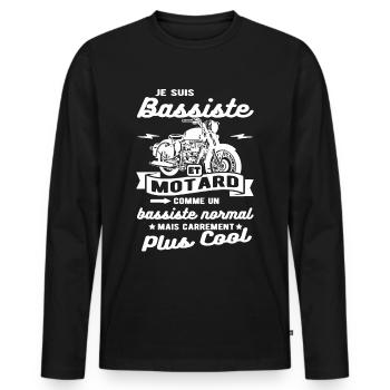 bassiste et motard moto - T-shirt manches longues Premium bio Homme - noir - Devant - Nico (187cm)