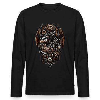 STEAMPUNK EAGLE - Men's Premium Organic Long Sleeve Shirt - black - Front - Nico (187cm)