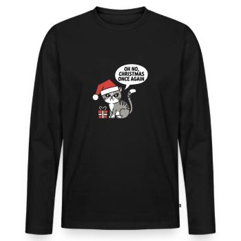 Oh No Christmas Once Again - Katze - Männer Premium Bio Langarmshirt - Schwarz - Vorne - Nico (187cm)
