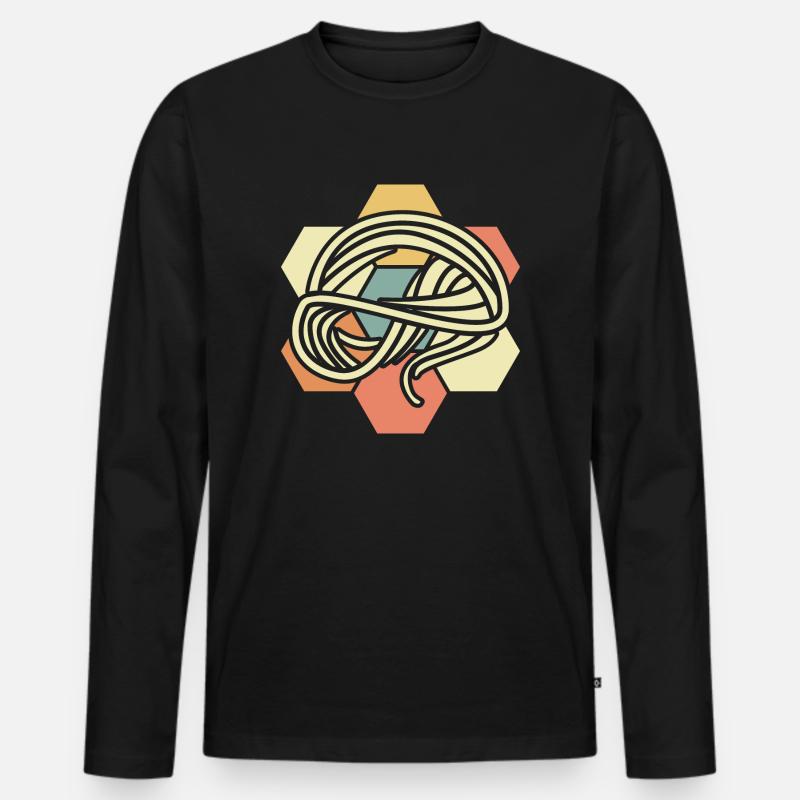 Spaghetti Nudeln - Männer Premium Bio Langarmshirt - Schwarz
