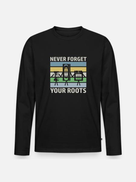 Retro Spruch Technik VHS Audiokassette Diskette - Männer Premium Bio Langarmshirt - Schwarz