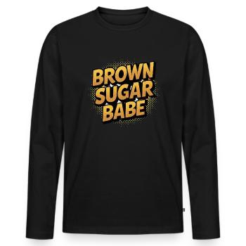 Bold and Stylish Brown Sugar Babe - Men's Premium Organic Long Sleeve Shirt - black - Front - Nico (187cm)