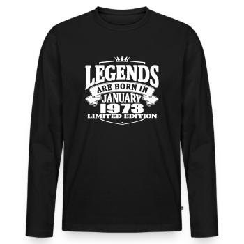 Legends are born in january 1973 - Men's Premium Organic Long Sleeve Shirt - black - Front - Nico (187cm)