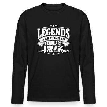 Les légendes sont nées en février 1972 - T-shirt manches longues Premium bio Homme - noir - Devant - Nico (187cm)
