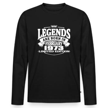 Legends are born in february 1973 - Men's Premium Organic Long Sleeve Shirt - black - Front - Nico (187cm)