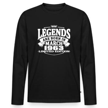 Legends are born in march 1963 - Men's Premium Organic Long Sleeve Shirt - black - Front - Nico (187cm)
