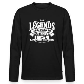 Les légendes sont nées en septembre 1954 - T-shirt manches longues Premium bio Homme - noir - Devant - Nico (187cm)