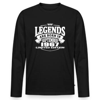 Legends are born in september 1967 - Men's Premium Organic Long Sleeve Shirt - black - Front - Nico (187cm)