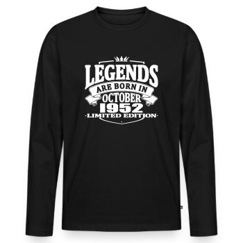 Legenden werden im Oktober 1952 geboren - Männer Premium Bio Langarmshirt - Schwarz - Vorne - Nico (187cm)