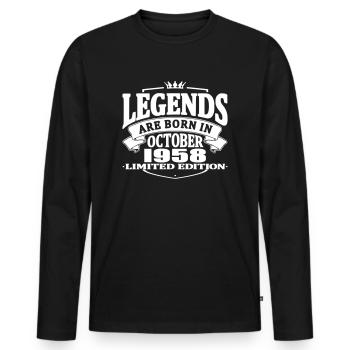 Legends are born in october 1958 - Men's Premium Organic Long Sleeve Shirt - black - Front - Nico (187cm)