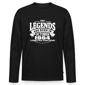 Die Legenden sind im Oktober 1964 geboren - Männer Premium Bio Langarmshirt - Schwarz - Vorne - Nico (187cm)