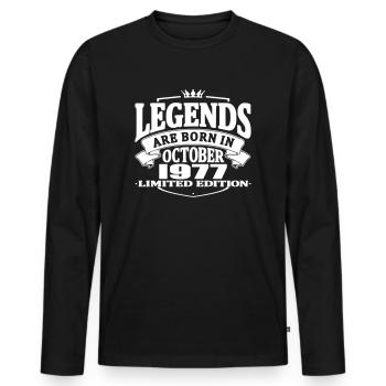 Legenden werden im Oktober 1977 geboren - Männer Premium Bio Langarmshirt - Schwarz - Vorne - Nico (187cm)