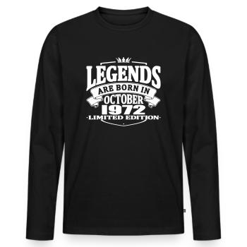 Les légendes naissent en octobre 1972 - T-shirt manches longues Premium bio Homme - noir - Devant - Nico (187cm)