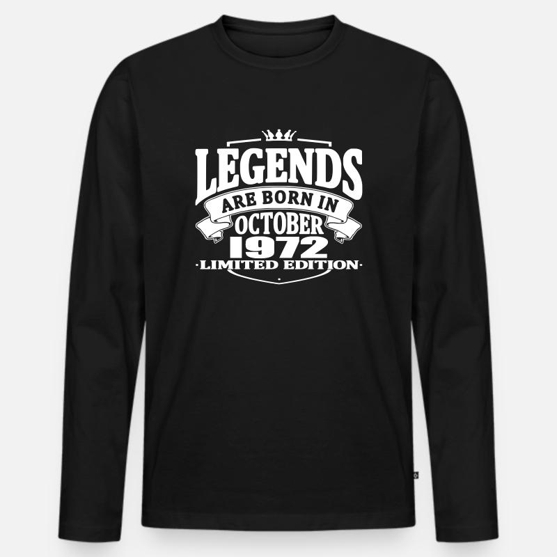 Legenden werden im Oktober 1972 geboren - Männer Premium Bio Langarmshirt - Schwarz