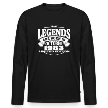 Die Legenden sind im Oktober 1983 geboren - Männer Premium Bio Langarmshirt - Schwarz - Vorne - Nico (187cm)