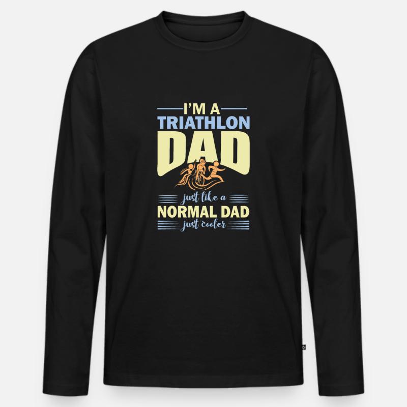 Triathlon Dad - Vater - Triathlet - Papa - Männer Premium Bio Langarmshirt - Schwarz